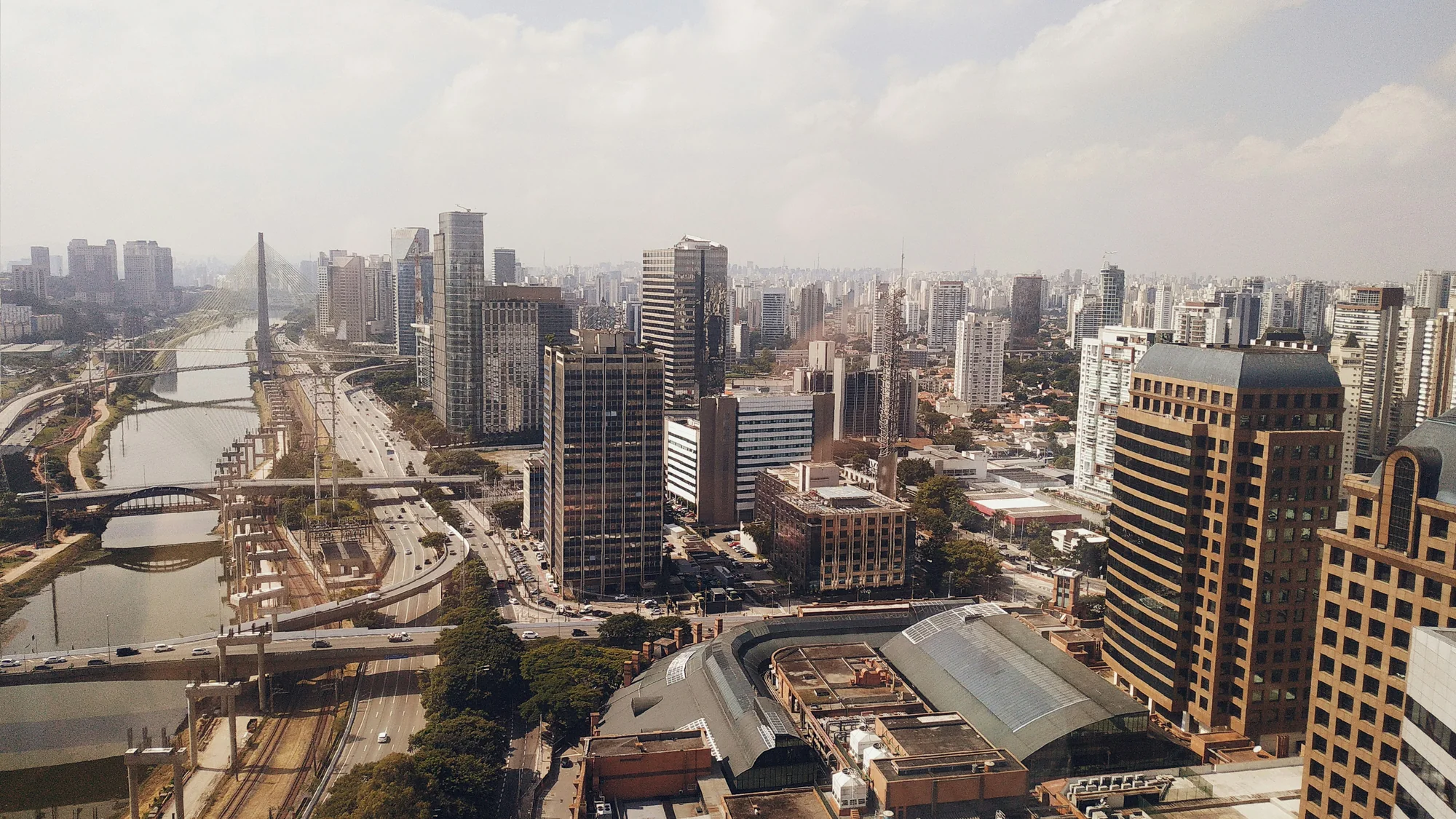 Vista aérea de São Paulo, distrito financeiro